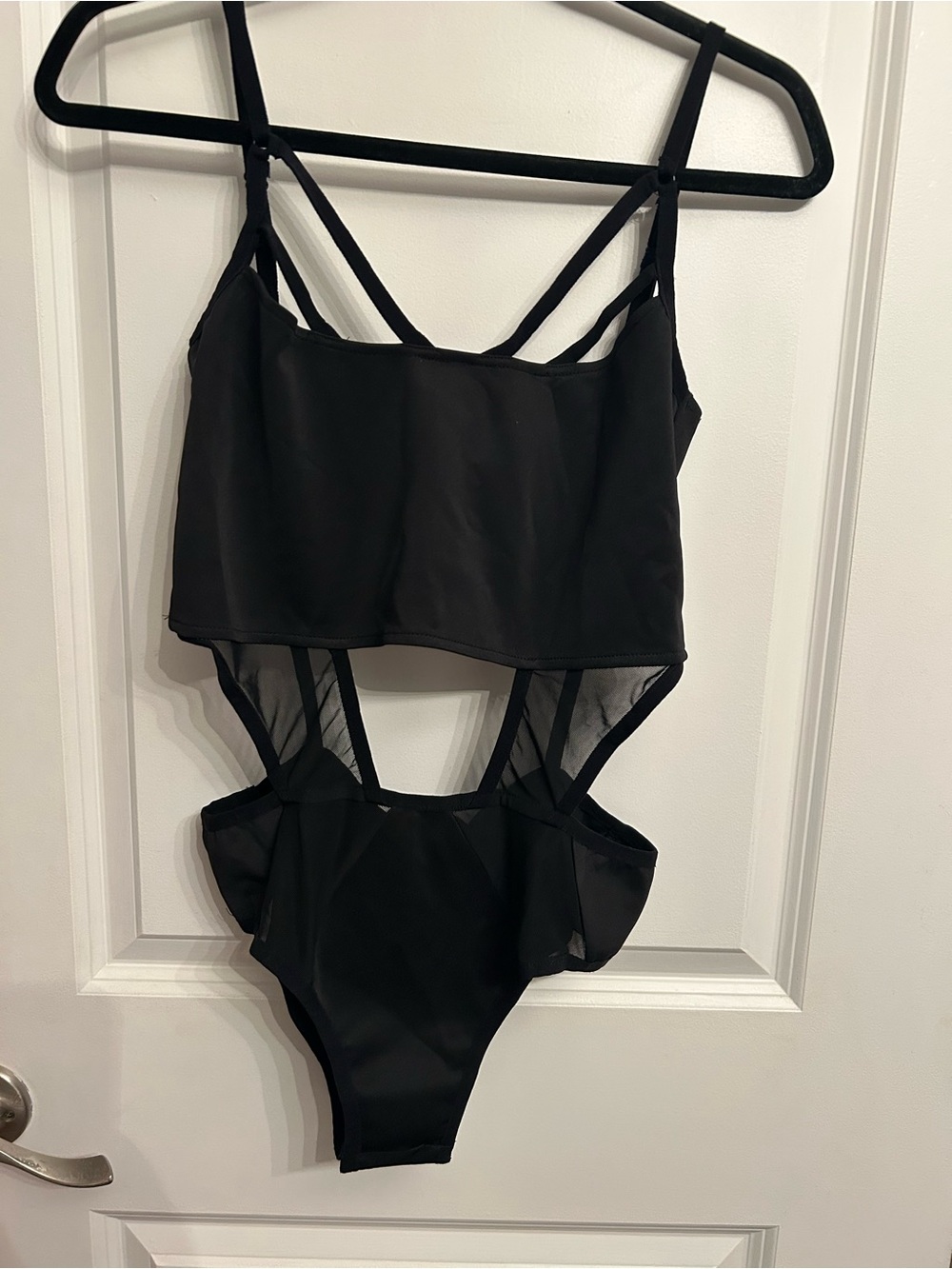 Black Strappy Mesh bodysuit suit